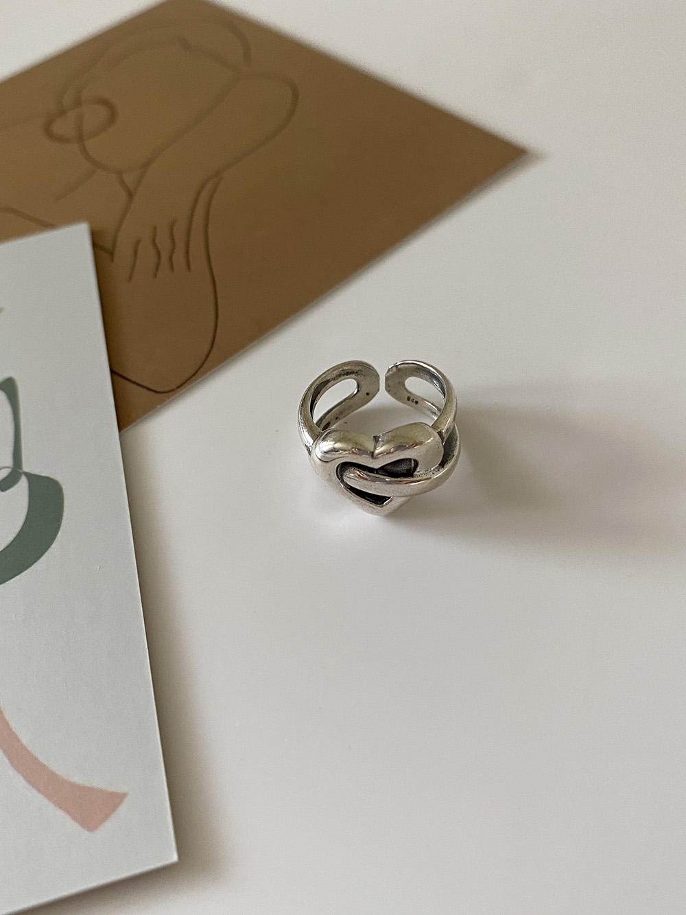 [92.5 silver] heart small ring