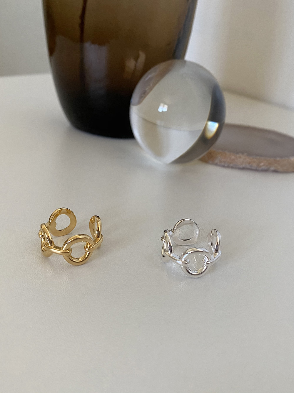 [92.5 silver] circle chain ring (2color)