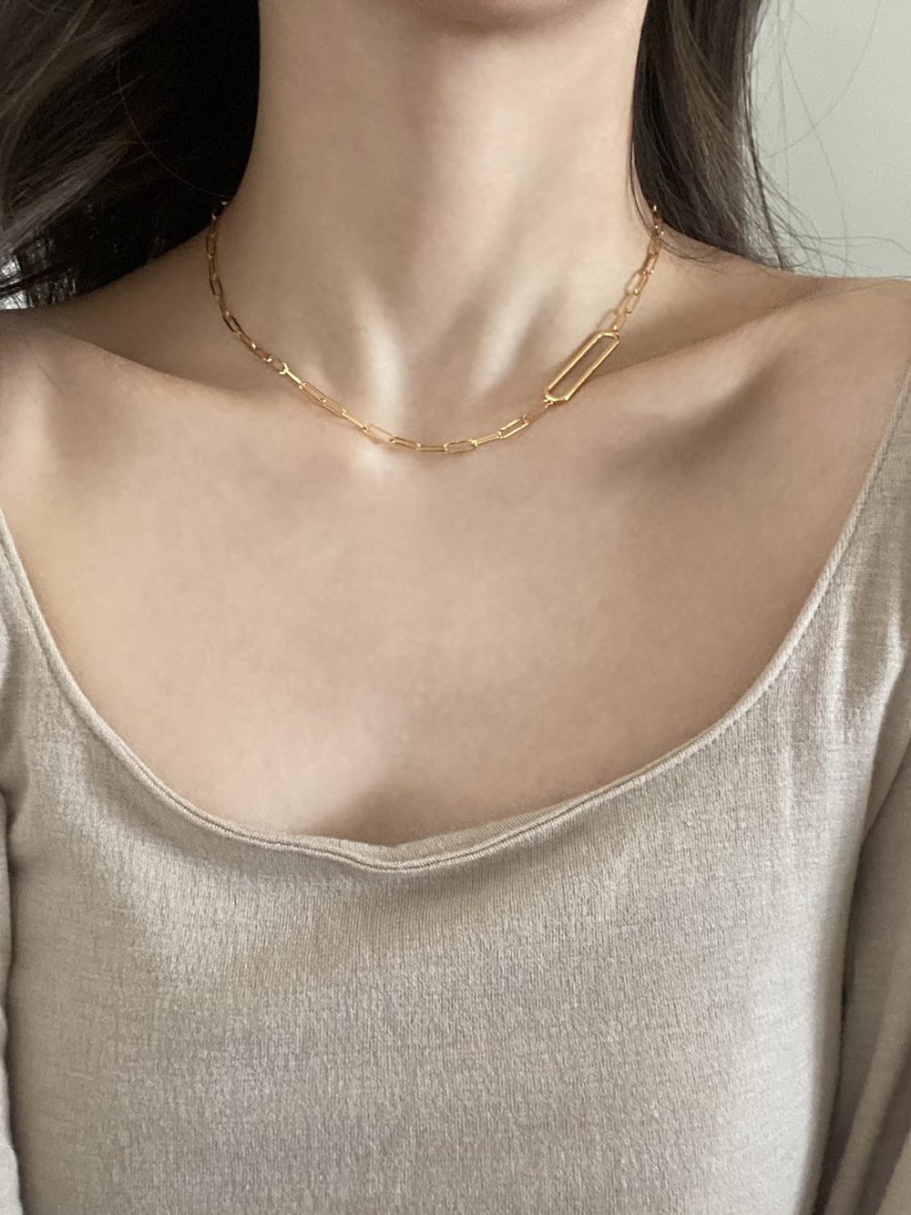 [92.5 silver] box chain necklace (2color)