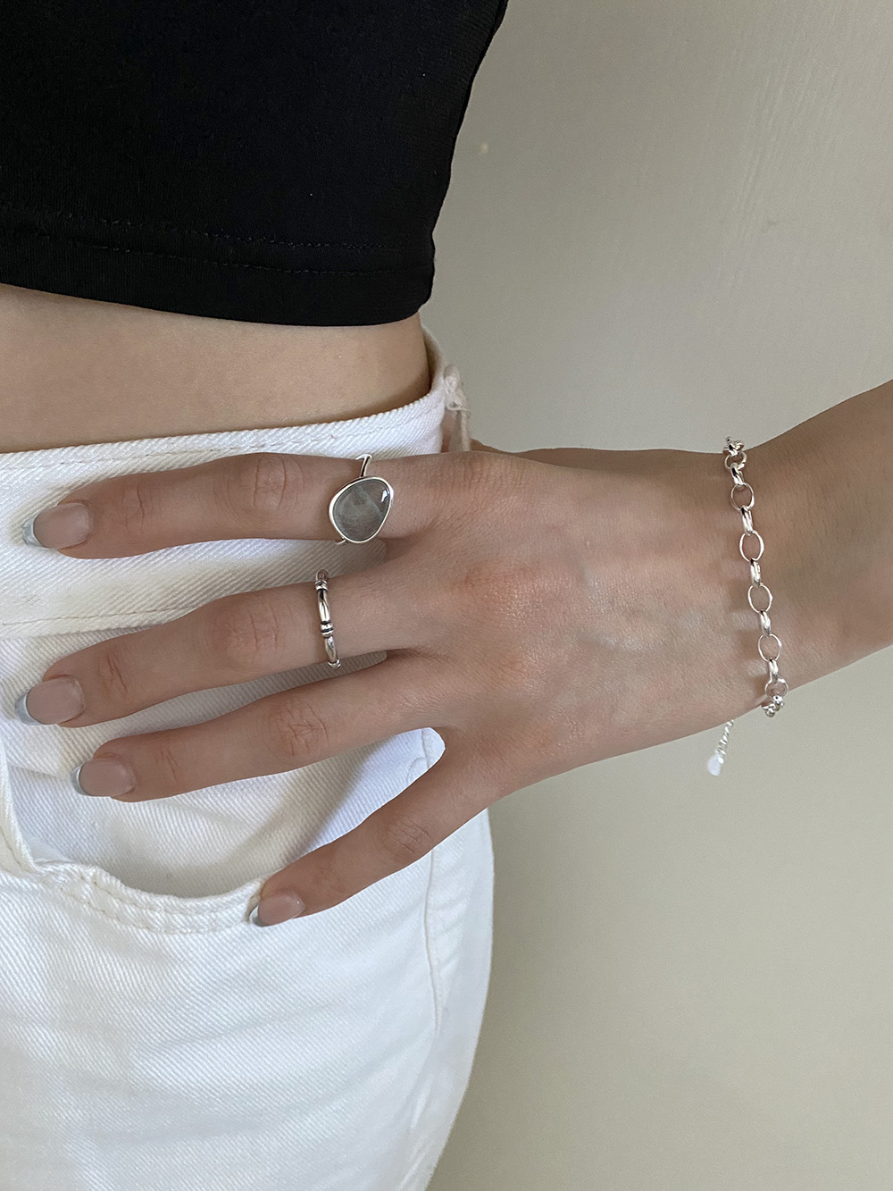 [92.5 silver] moonstone ring