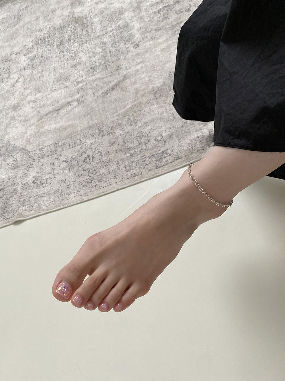 [92.5 silver] mix chain anklet