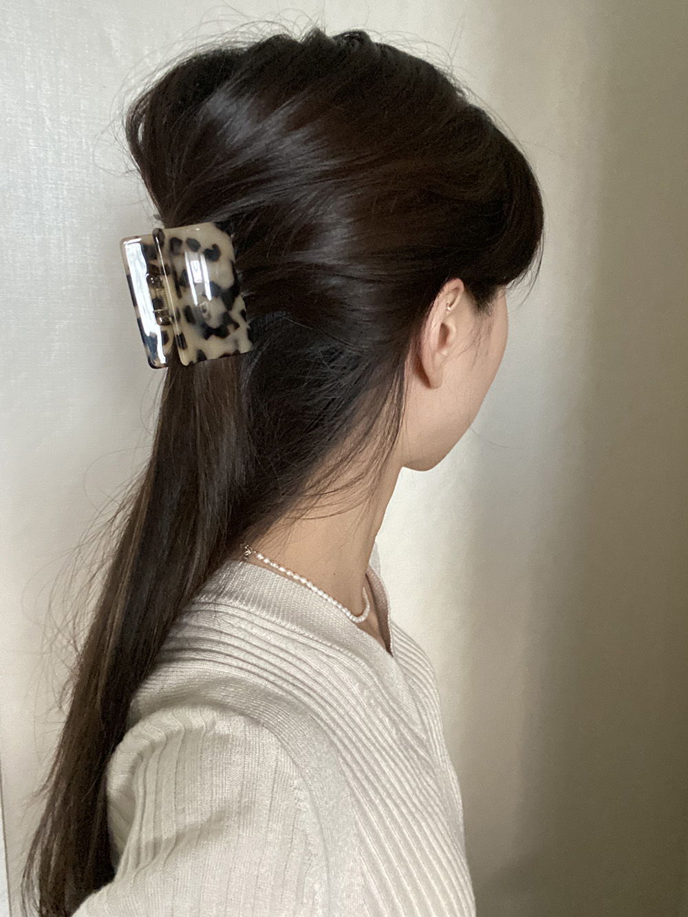 solid leopard hair-clip (2color)