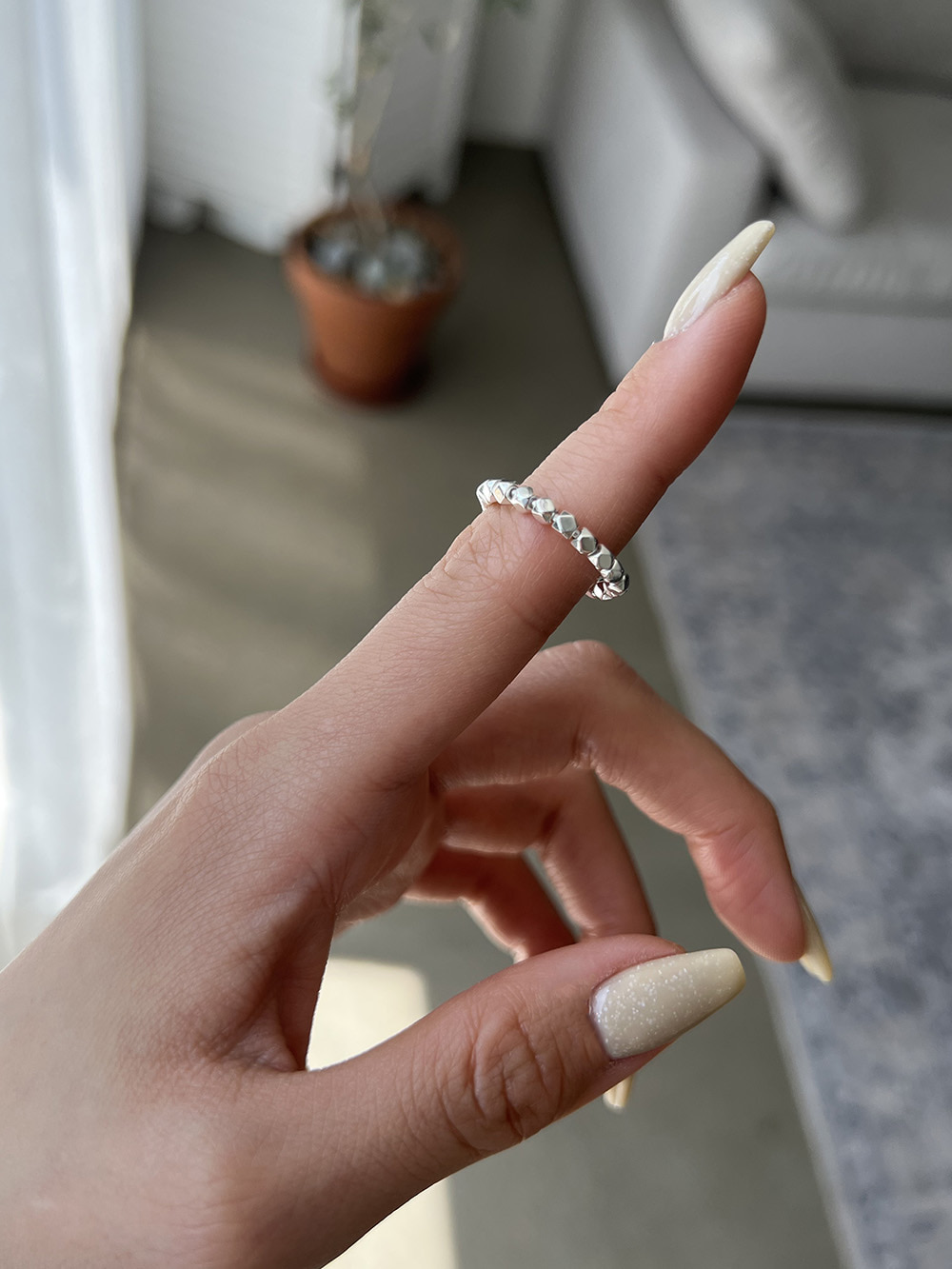 [92.5 silver] small pebble ring