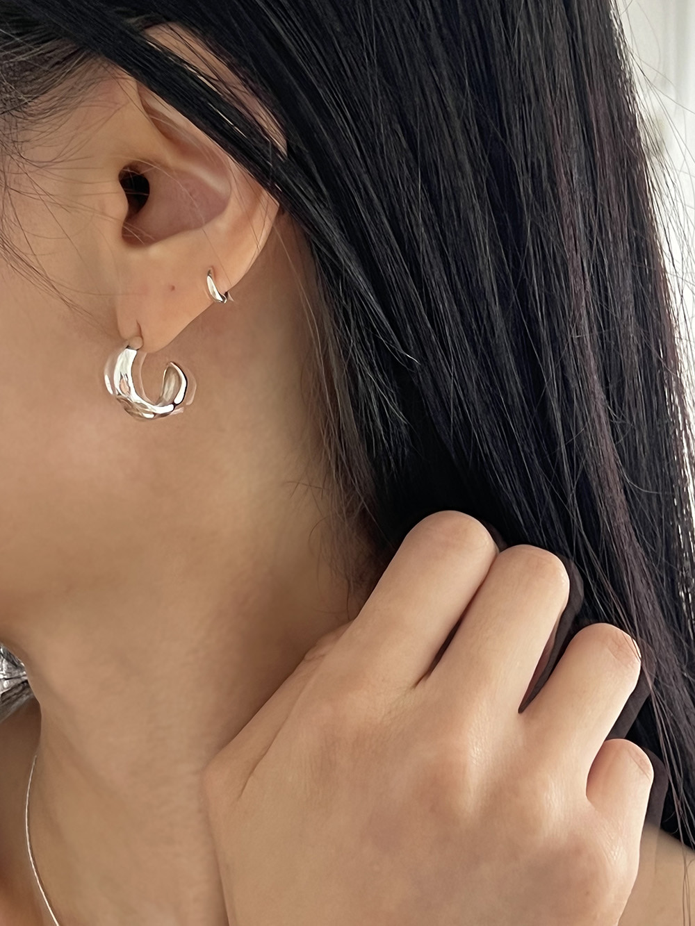 [92.5 silver] Hammer earring (2color)