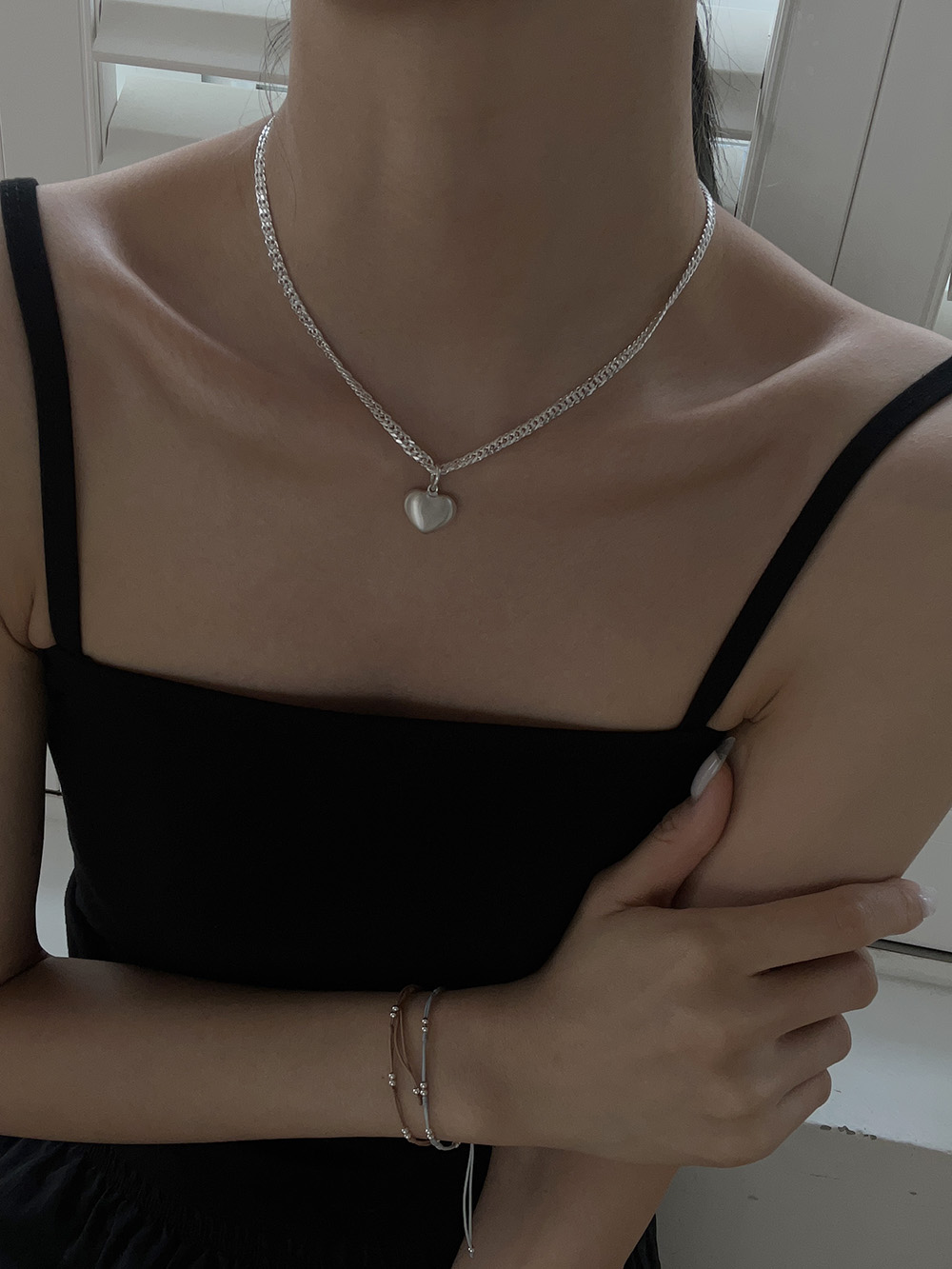 [92.5 silver] Smudge heart necklace