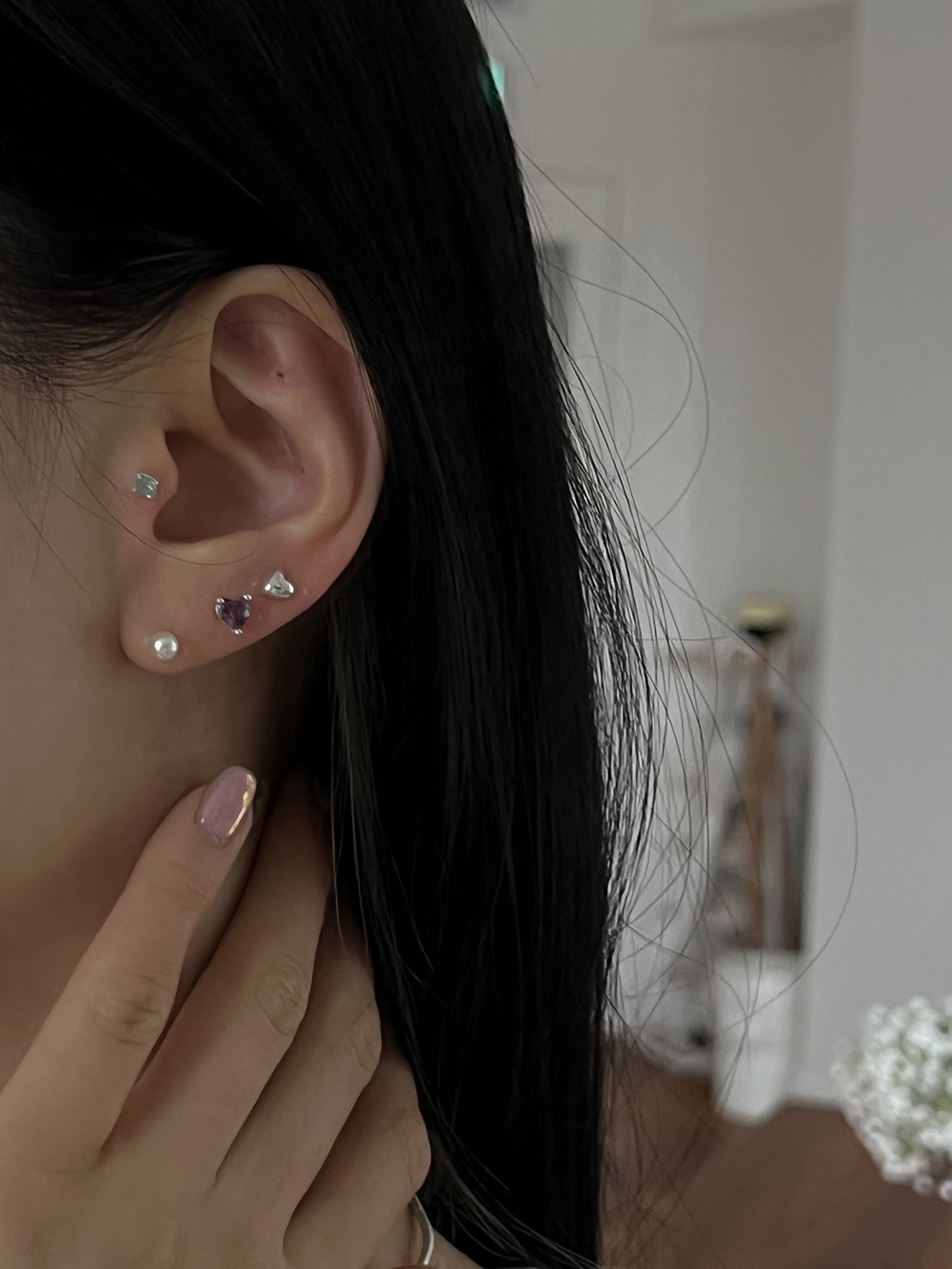 [92.5 silver] Lovely set earring (3color)