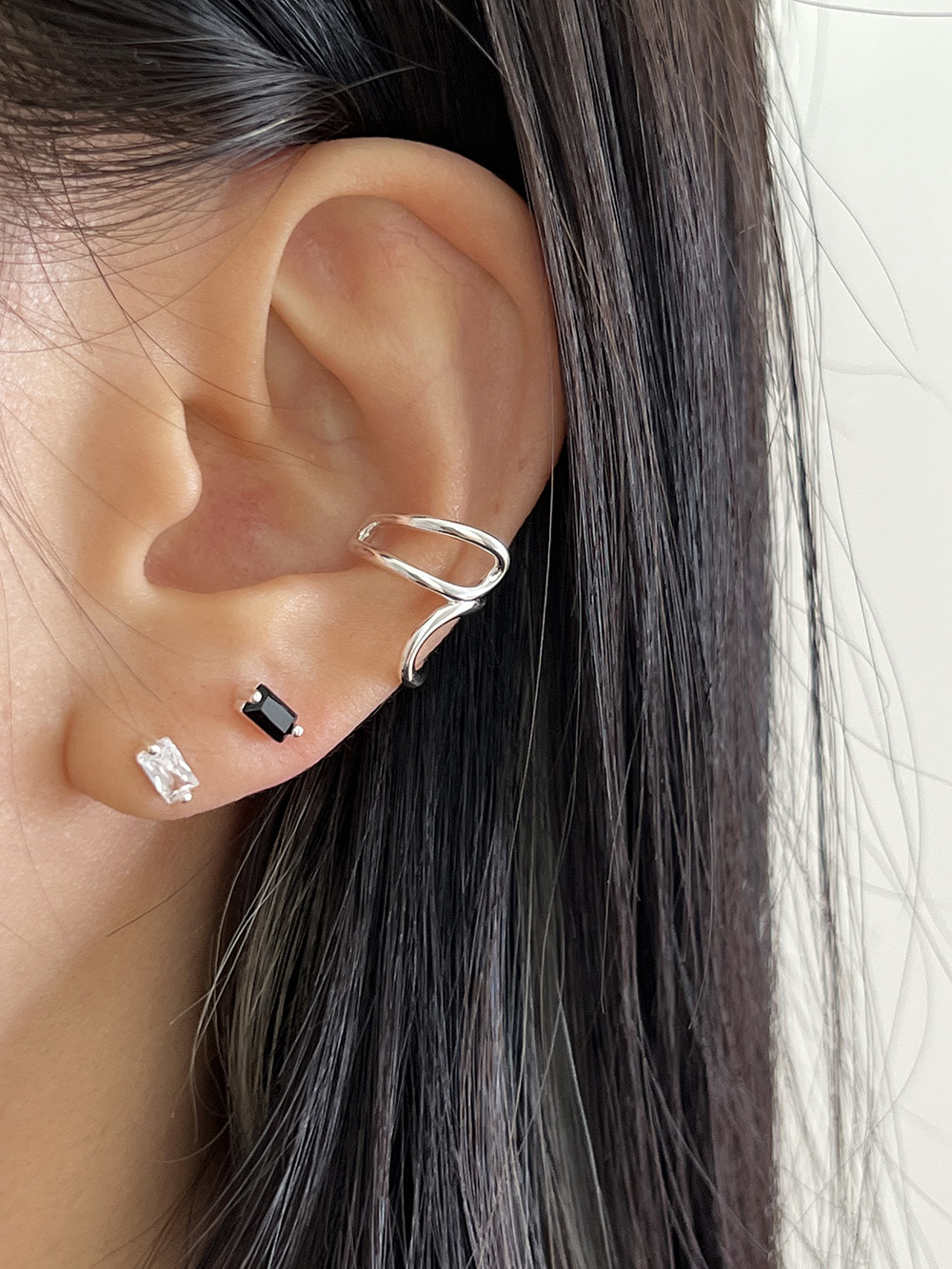 [92.5 silver] Tiny square earring (2color)