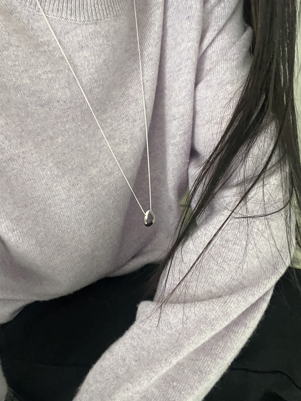 [92.5 silver] Water drop long necklace