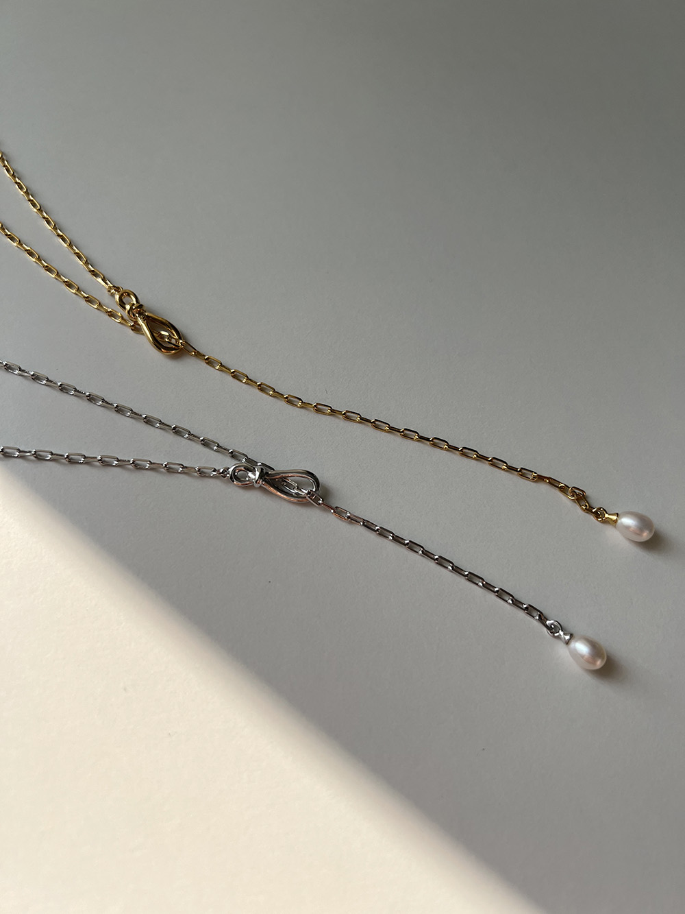 [92.5 silver] Y pearl necklace (2color)
