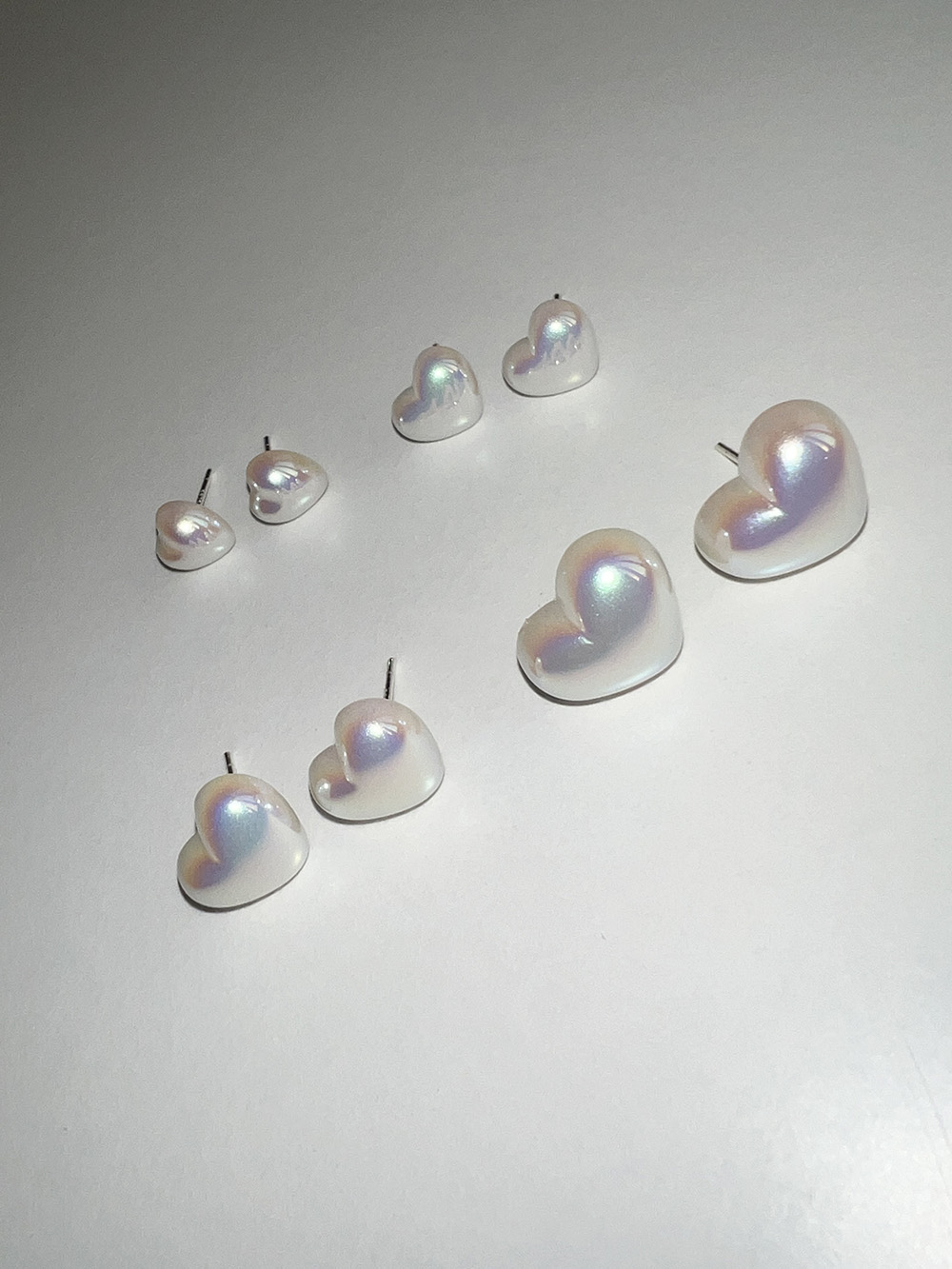 [92.5 silver] Glossy heart earring (4size)