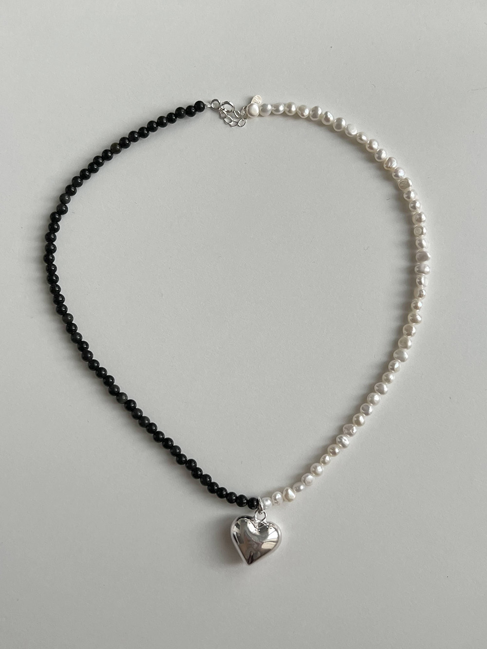 [92.5 silver] Black&amp;white pearl necklace
