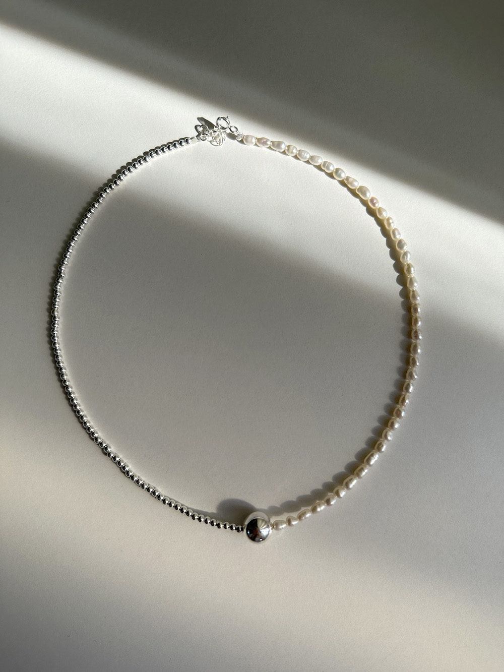 [92.5 silver] Center ball necklace