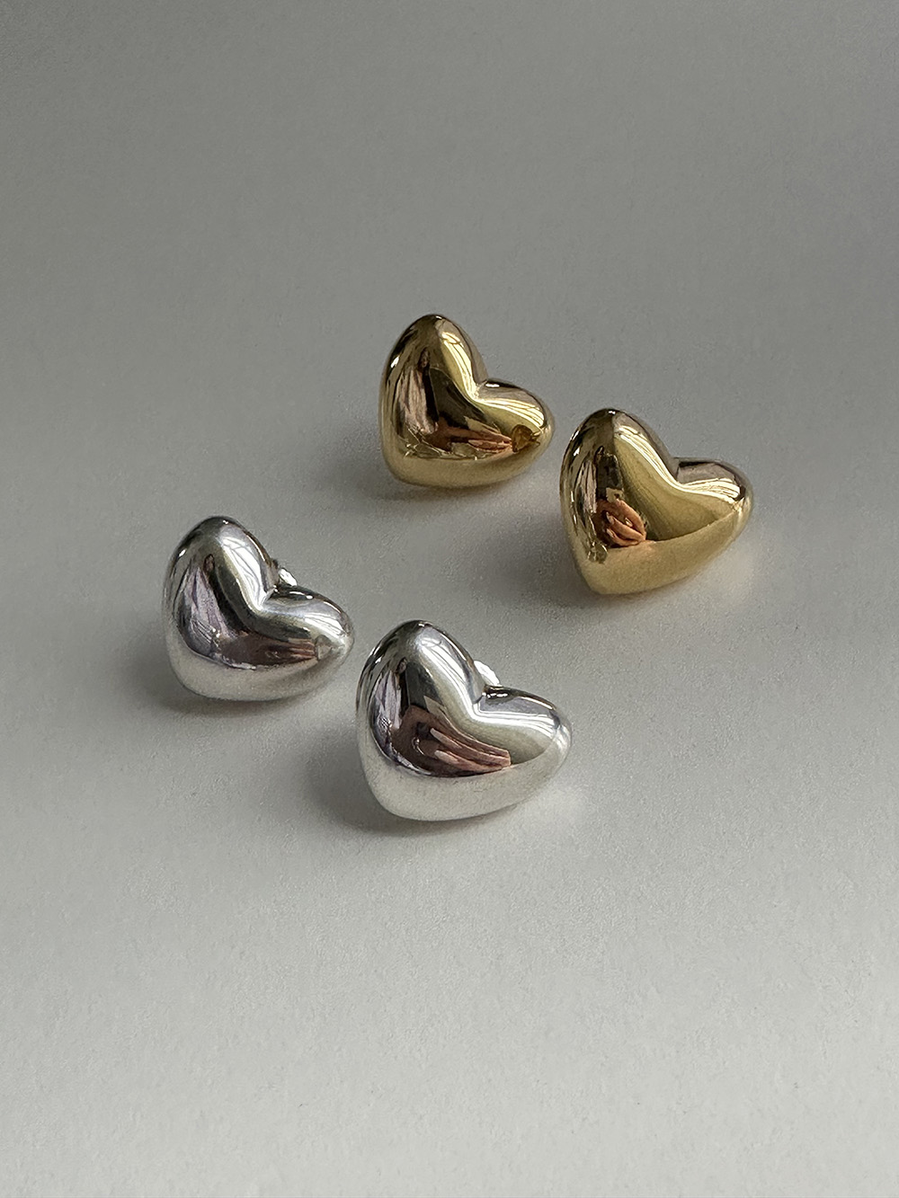 [92.5 silver] Half heart earring (2color)