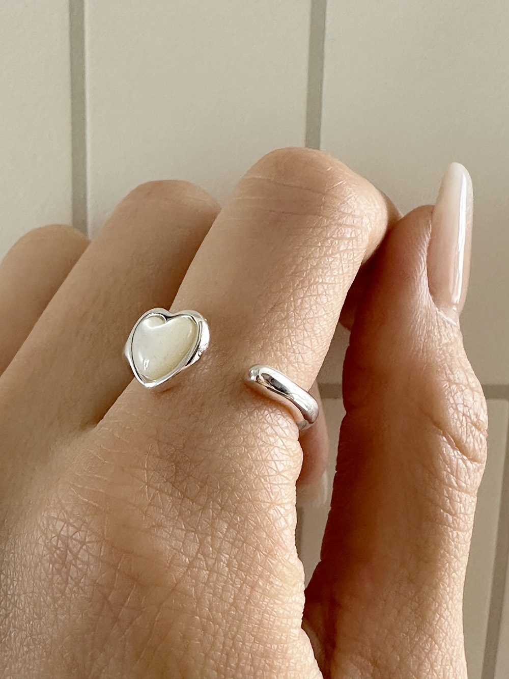 [92.5 silver] Open heart ring