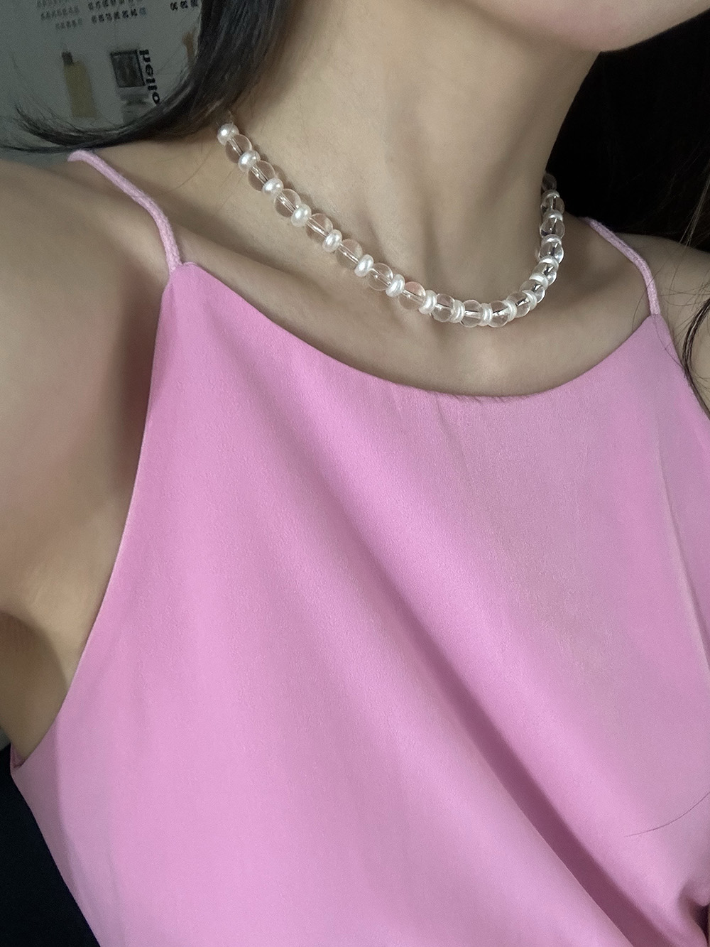 [92.5 silver] Clean &amp; pearl necklace