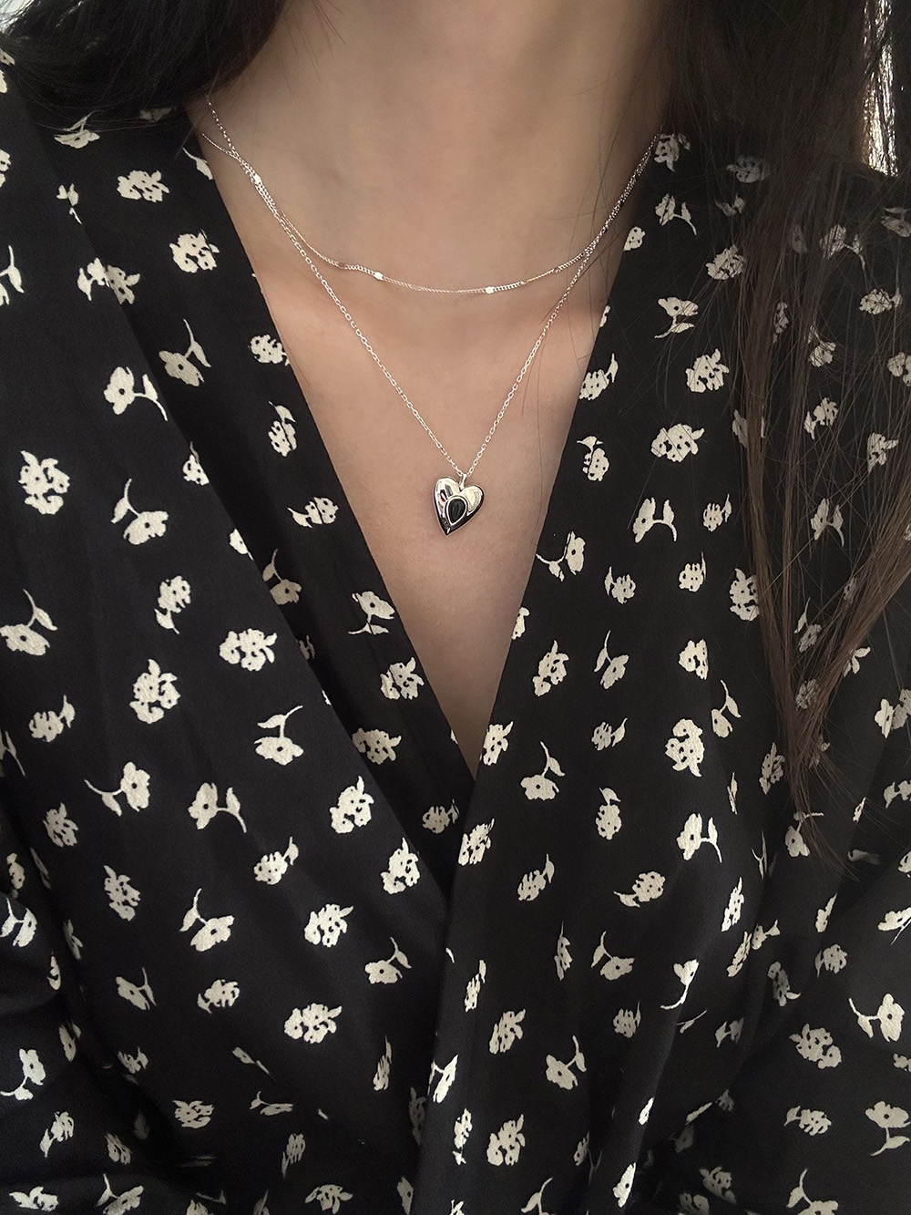 [92.5silver] Heart point necklace