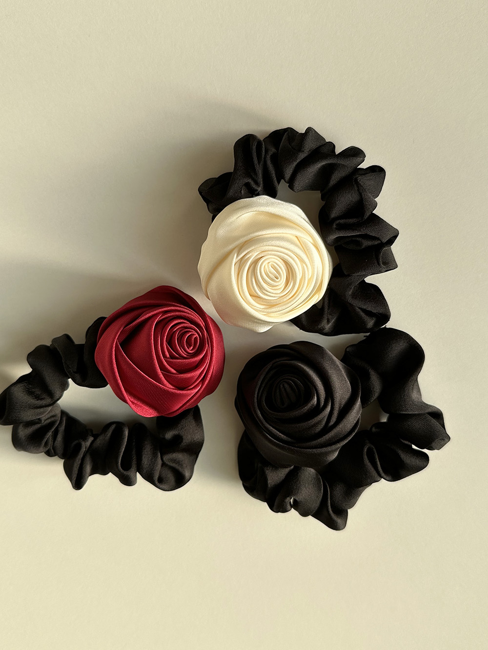 Romantic rose hair scrunchie (3color)
