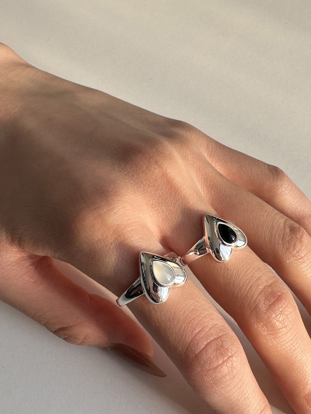 [92.5silver] Heart point ring (2color)
