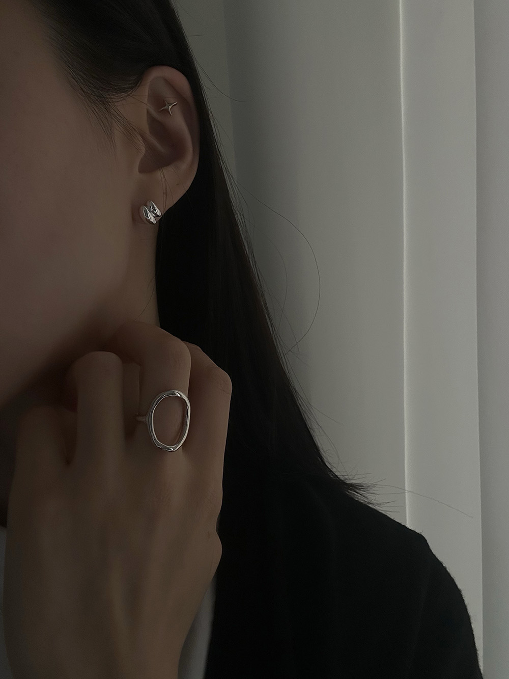 [92.5silver] Slice earring