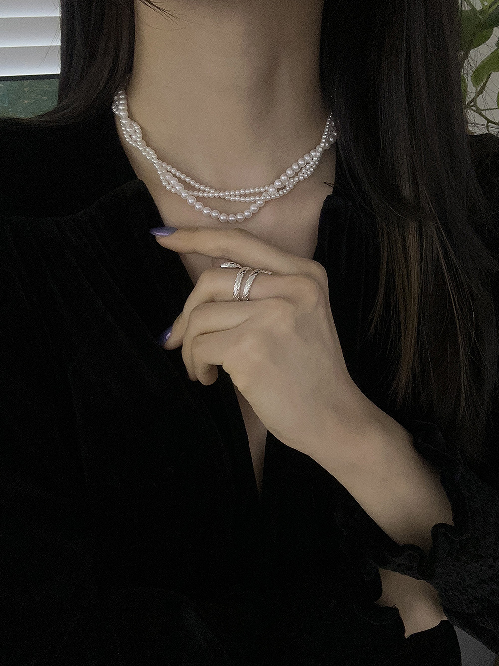 [92.5silver] Diana pearl necklace