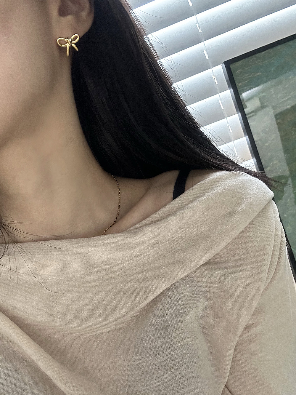[92.5silver] Standard ribbon earring (2color)