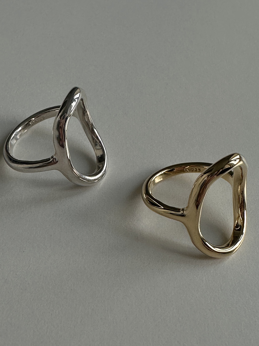 [92.5silver] Sketch oval ring (2color)