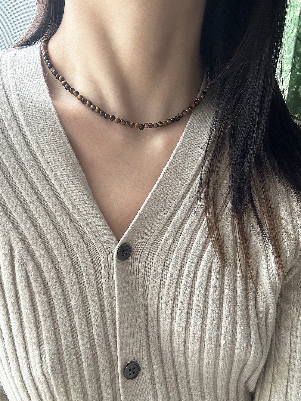 [92.5silver] Tiger&#039;s eye necklace