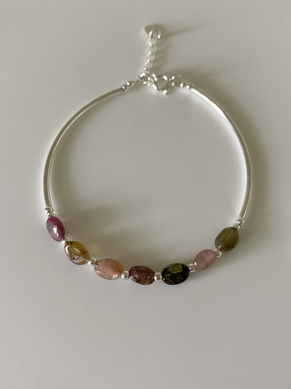 [92.5 silver] curve jemstone bracelet