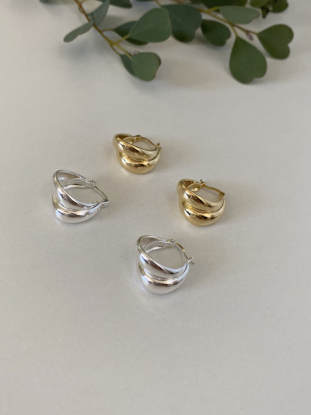 [92.5 silver] double bold earring (2color)