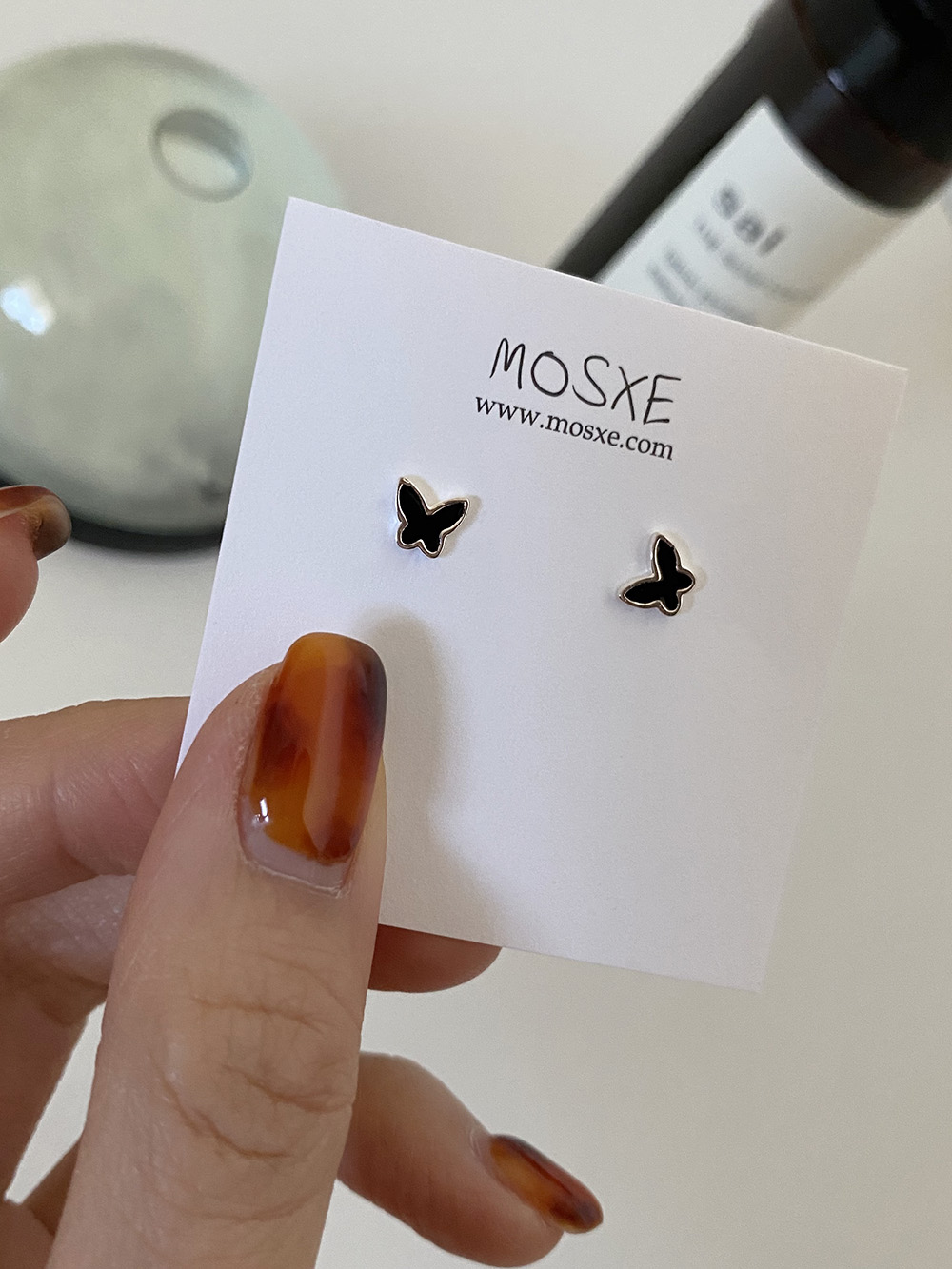 [92.5 silver] epoxy butterfly earring