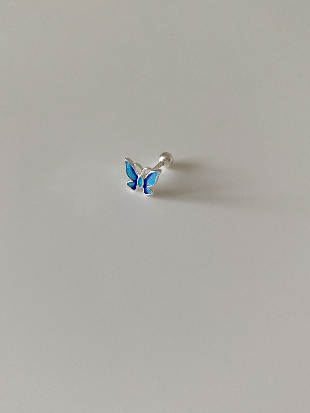 [92.5 silver] blue butterfly piercing