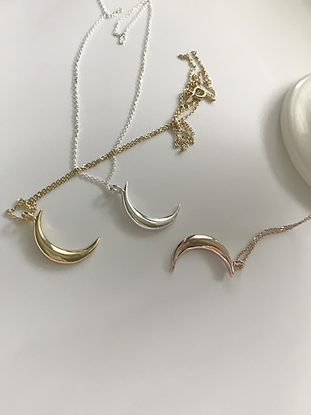 [92.5 silver] moon necklace (3color)