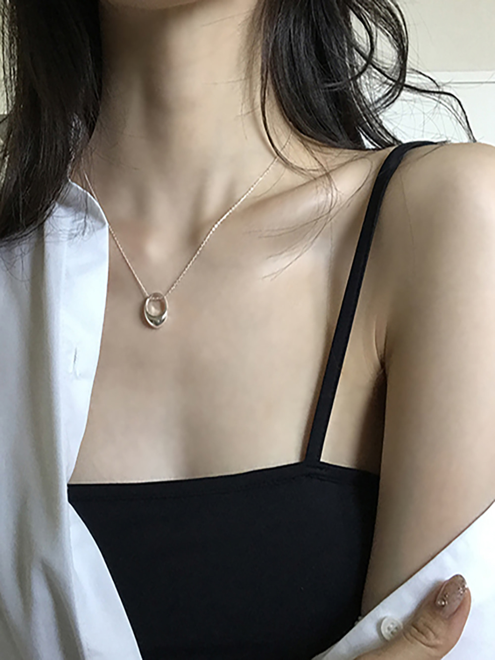 [92.5 silver] frame necklace