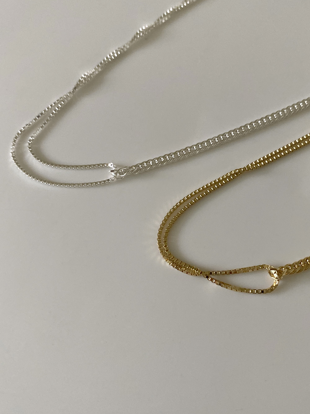 [92.5 silver] unbalance necklace (2color)
