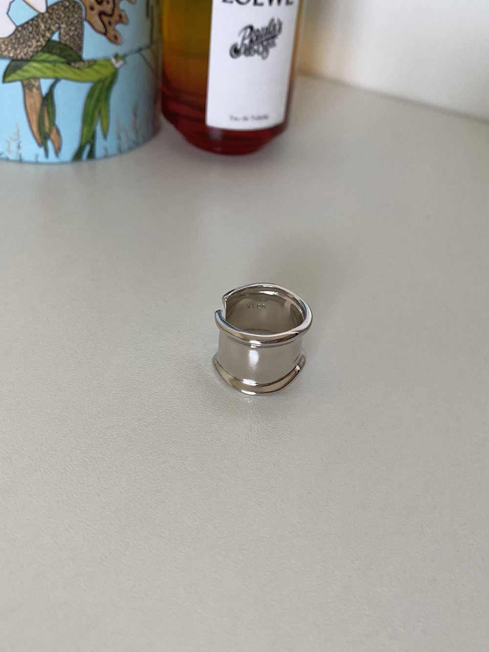 [92.5 silver] rough pipe ring