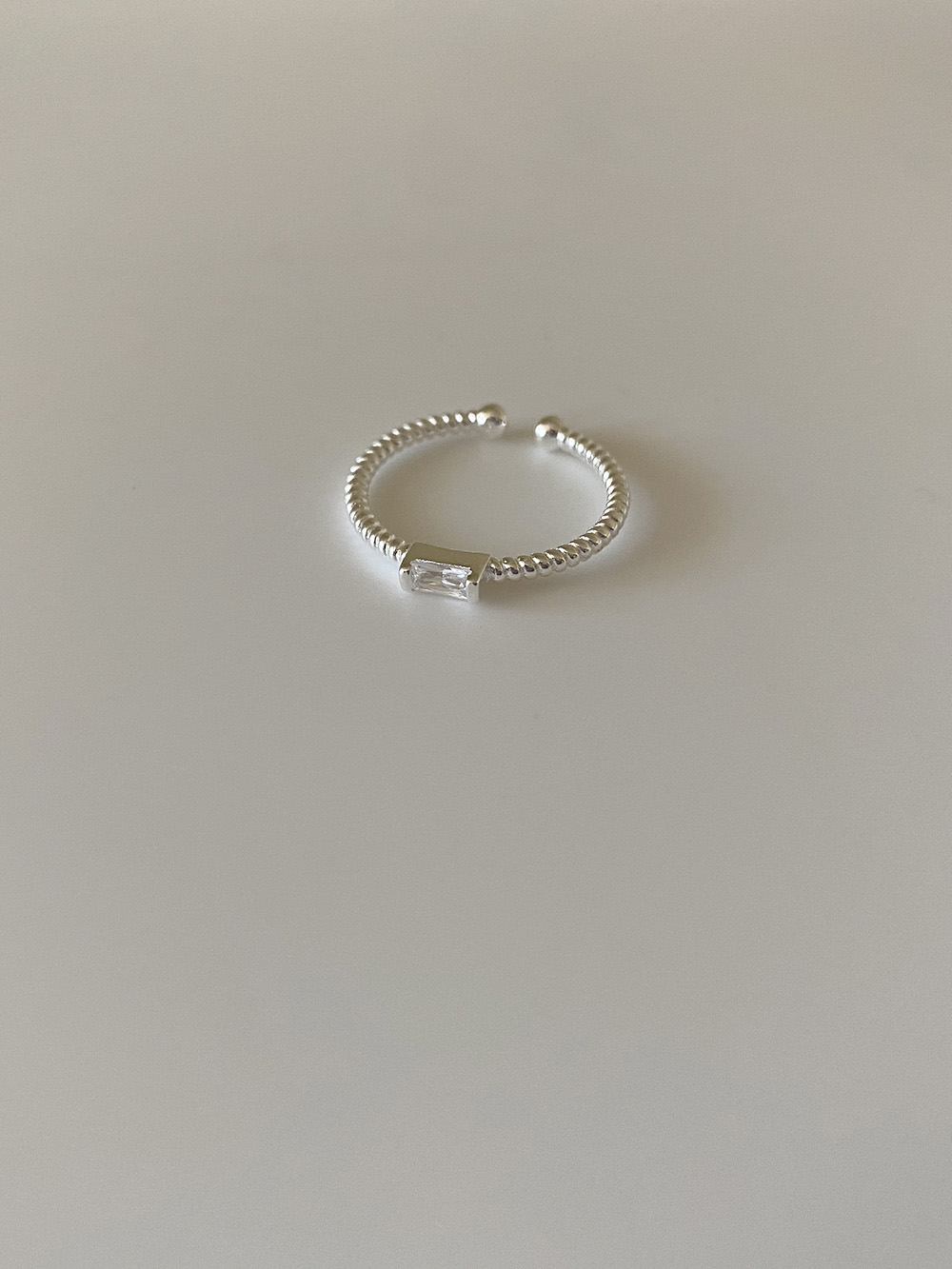 [92.5 silver] mini square stone ring