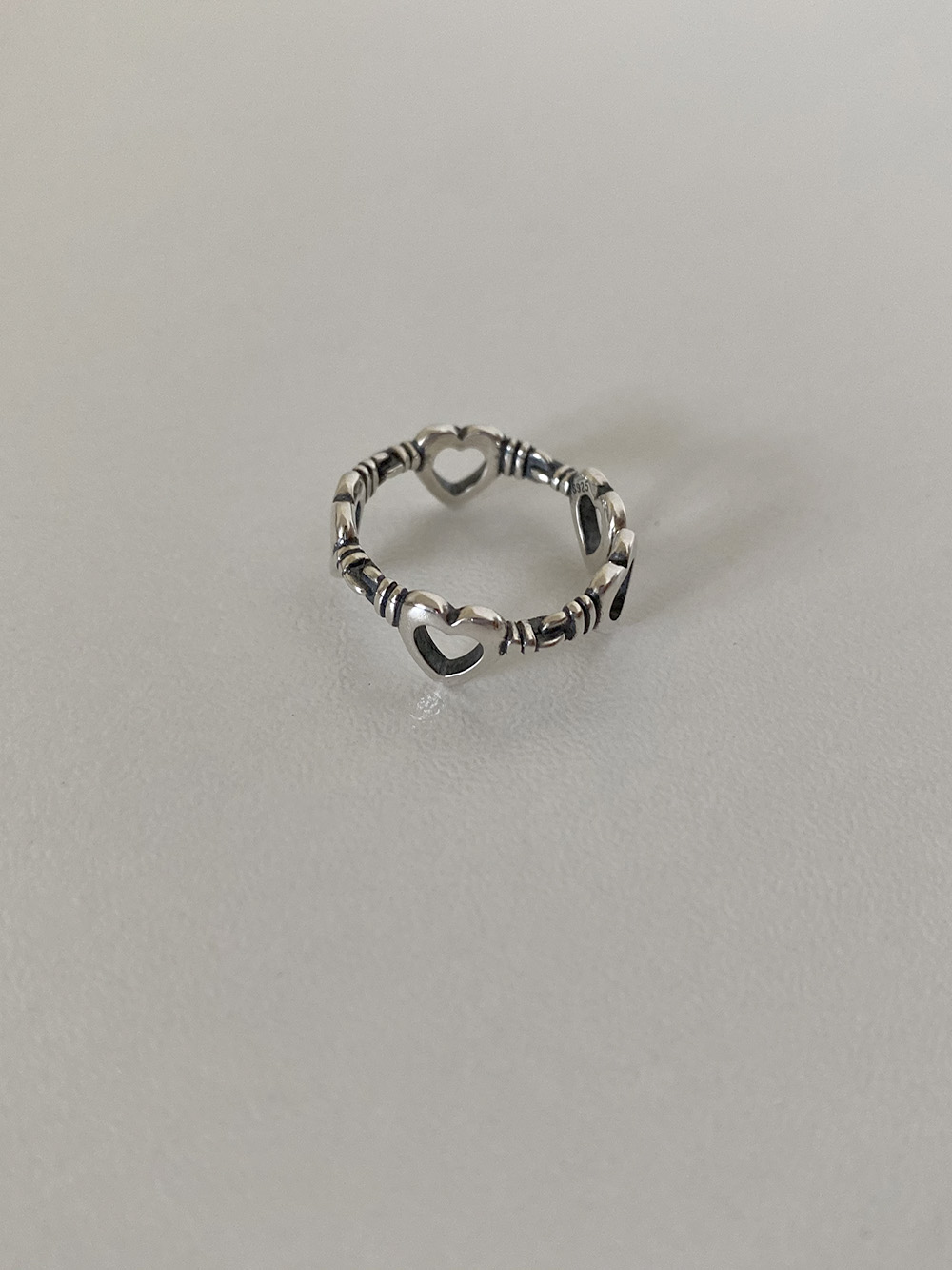 [92.5 silver] vintage heart chain ring